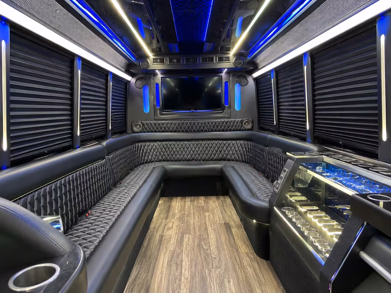 15 passenger party bus interior