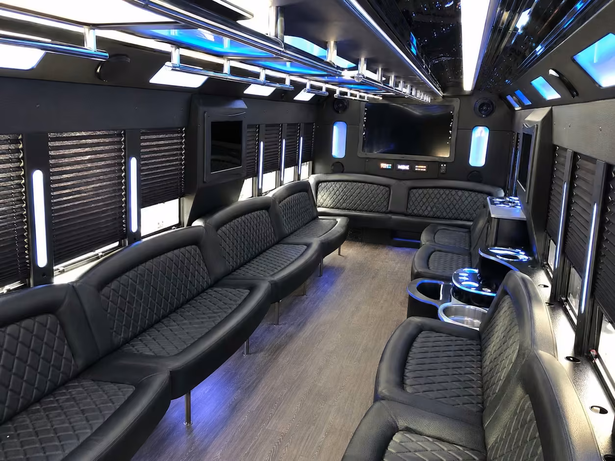 18 passenger party bus inside