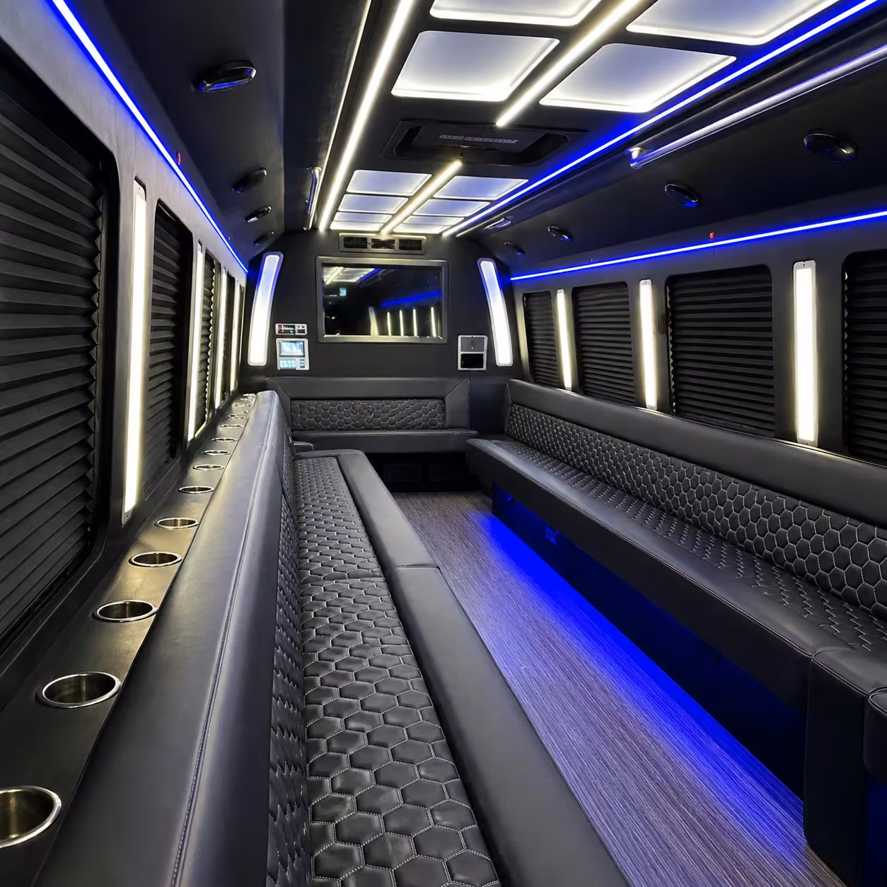 30 passenger party bus inside